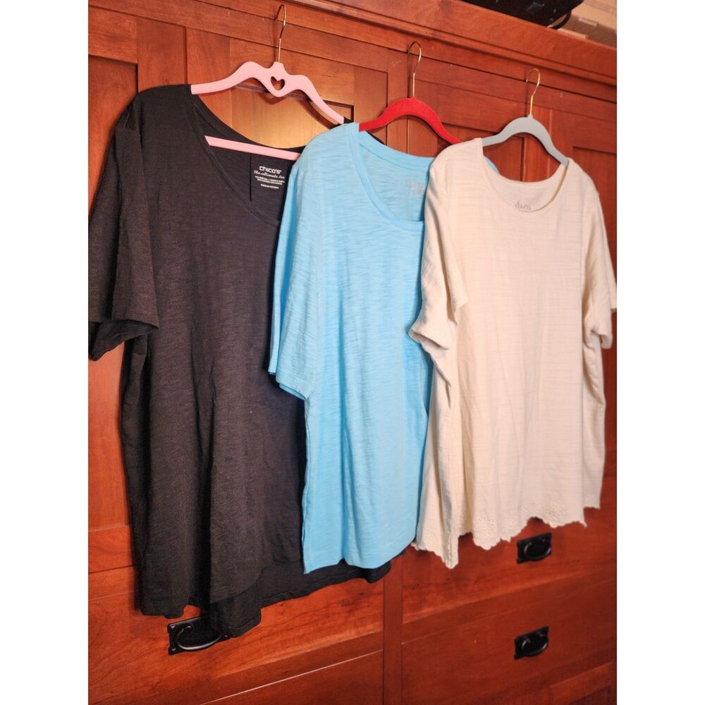 3 Pack of T-Shirts by Chico's & D&Co. Black, Blue, and Off-White Womens Size 2XL - Picture 13 of 13